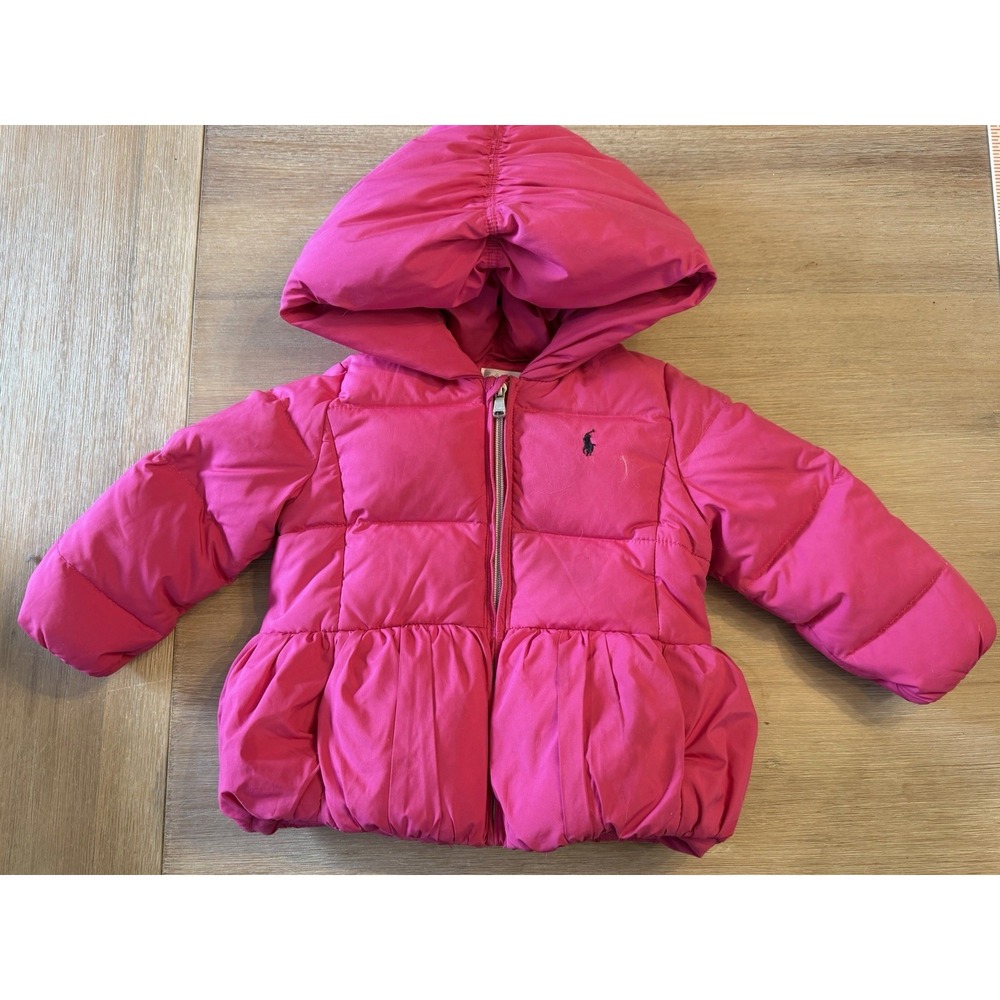 Ralph Lauren Toddler girl Sz 24 months Winter Coat Puffer Pink Down Fill